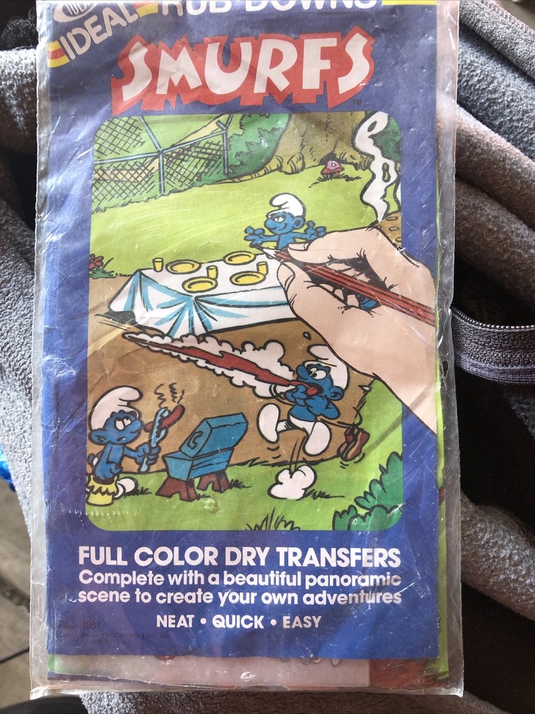 Vintage ideal smurf rub downs 1981