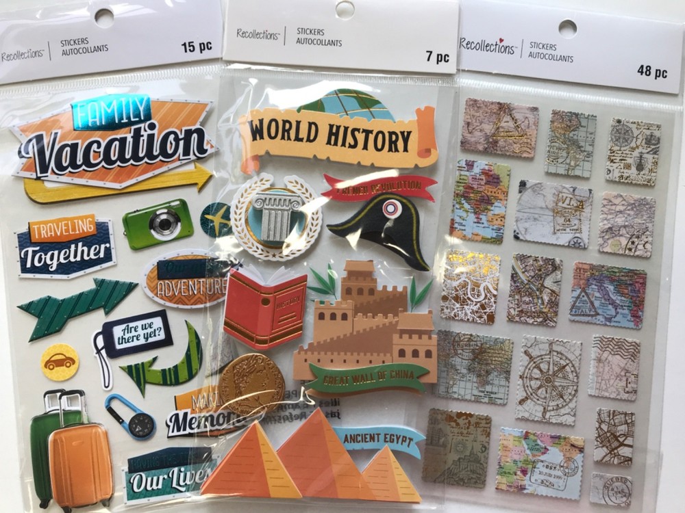 Recollections Vacation Travel Scrapbook Stickers Lot World Maps Journal