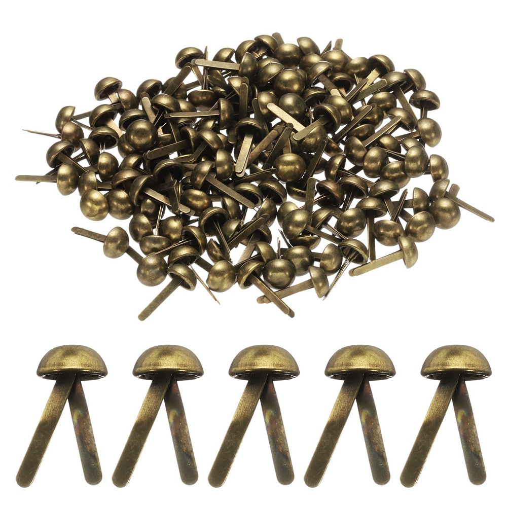 100pcs Brads Paper Fastener 6mmx13mm Metal Split Pin for Paper Craft Bronze