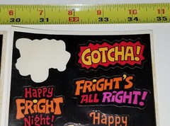 VTG HALLOWEEN STICKER 2 SHEETS BLACK ORANGE BOO SCARY HORROR MONSTER GHOST DECAL