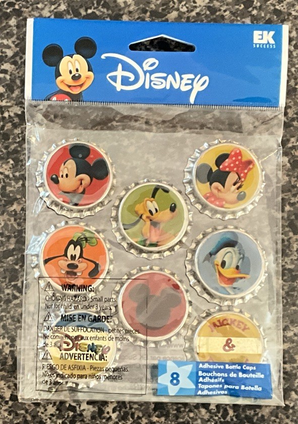 Disney MICKEY & MINNIE PLUTO GOOFY DONALD Bottle Cap Scrapbook Embellishments