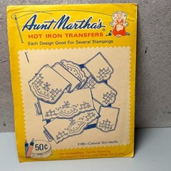 VTG MCM Transfer Pattern Hot Iron On Aunt Martha’s Colonial Girl Motif Farmhouse