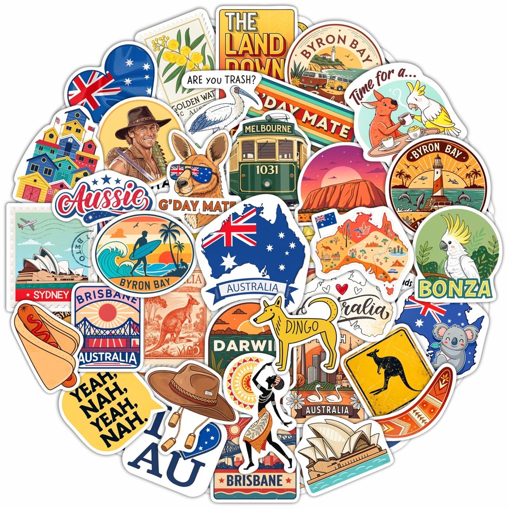 100Pcs Australia Stickers for Luggage, Water Bottle – Australian Stickers and De