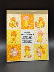 14 VTG 70s Hallmark Easter Seals Stickers Pink Orange Flower Power Chick Daisy