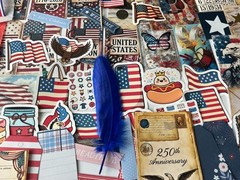25pcs AMERICA 250 USA JUNK JOURNAL RANDOM SCRAPBOOK CARD KIT – MIXED MEDIA