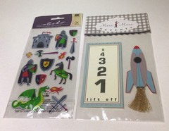 Boy Theme Scrapbook Rub Ons Stickers Dinosaur Video Game Rocket Medieval 6 Packs