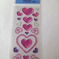 RECOLLECTIONS STICKERS ACRYLIC MULTI-COLORED HEARTS 36PCS
