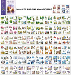 Scrapbook Stickers 50 Sheets Seasonal Landscape Sticker 400 Pre-Cut Washi Sticke
