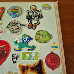 Vintage 1980s Sticker Album Book Puffy Hello Kitty Snoopy Apple Garbage Pail