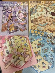 4 Theme Sets DIY 3D House Stickers Fun Miniature Room Scene Stickers