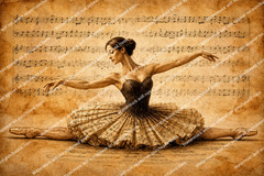 USA Veteran Made Vintage Ballerina Vinyl Print Set of 4 Sheet Music Ballet Wall