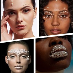 Pearl Stickers Self Adhesive Hair Pearls Gem White Jewel Sticker for Making H…
