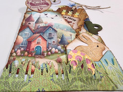 Easter Bunny Kisses Village Carrots Farm Tags Pocket OOAK #35 3D Handmade