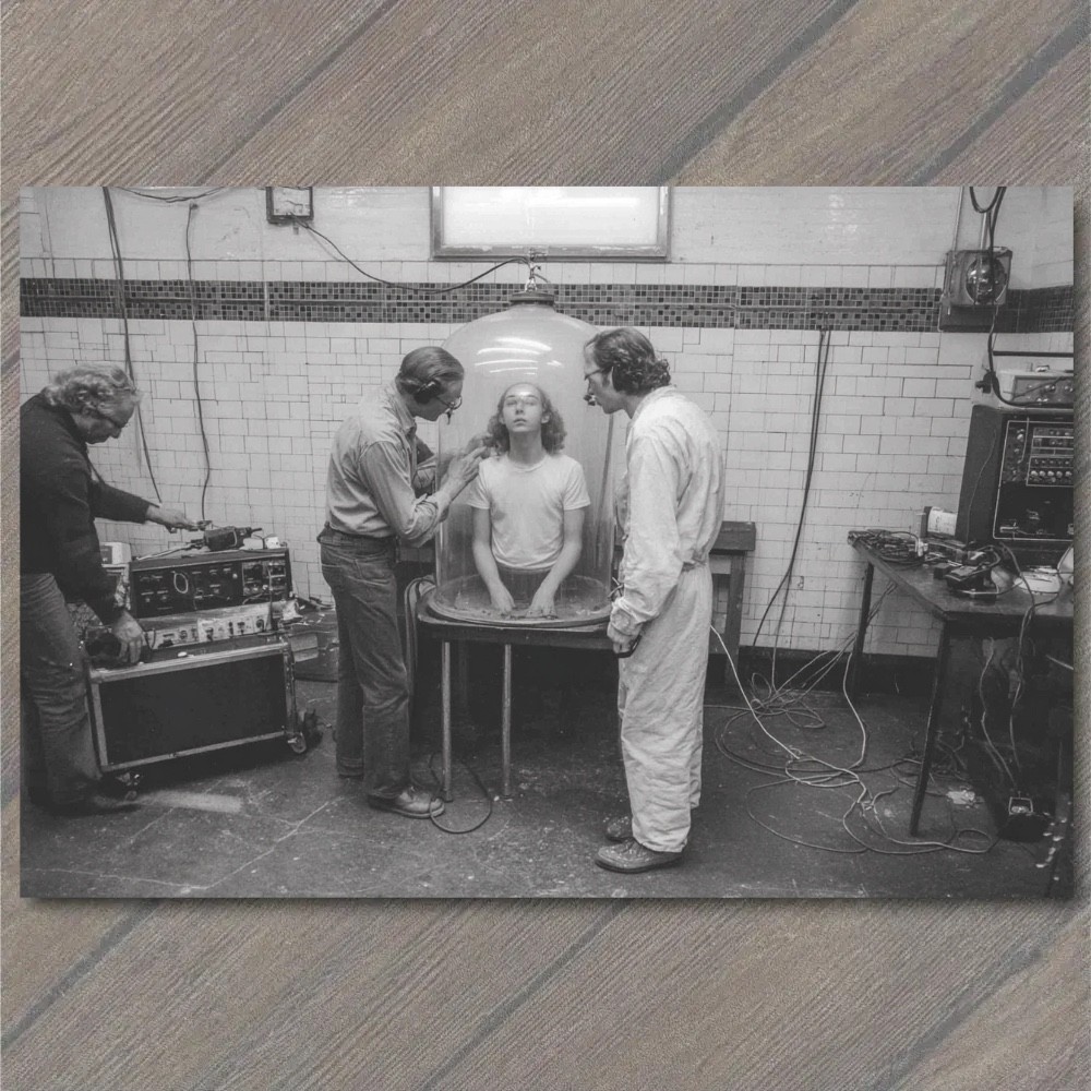 STICKER Human Experiment Glass Dome Laboratory Weird Science Monochrome