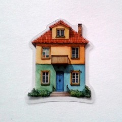 Cottage Style Fairy Tale House Clear Vinyl Decal Sticker Water Resistant Laptop