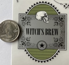 WITCH’S BREW Rub-Ons(6”x6”) Halloween•Skull•Poison Bottle Labels•Trick-Or-Treat