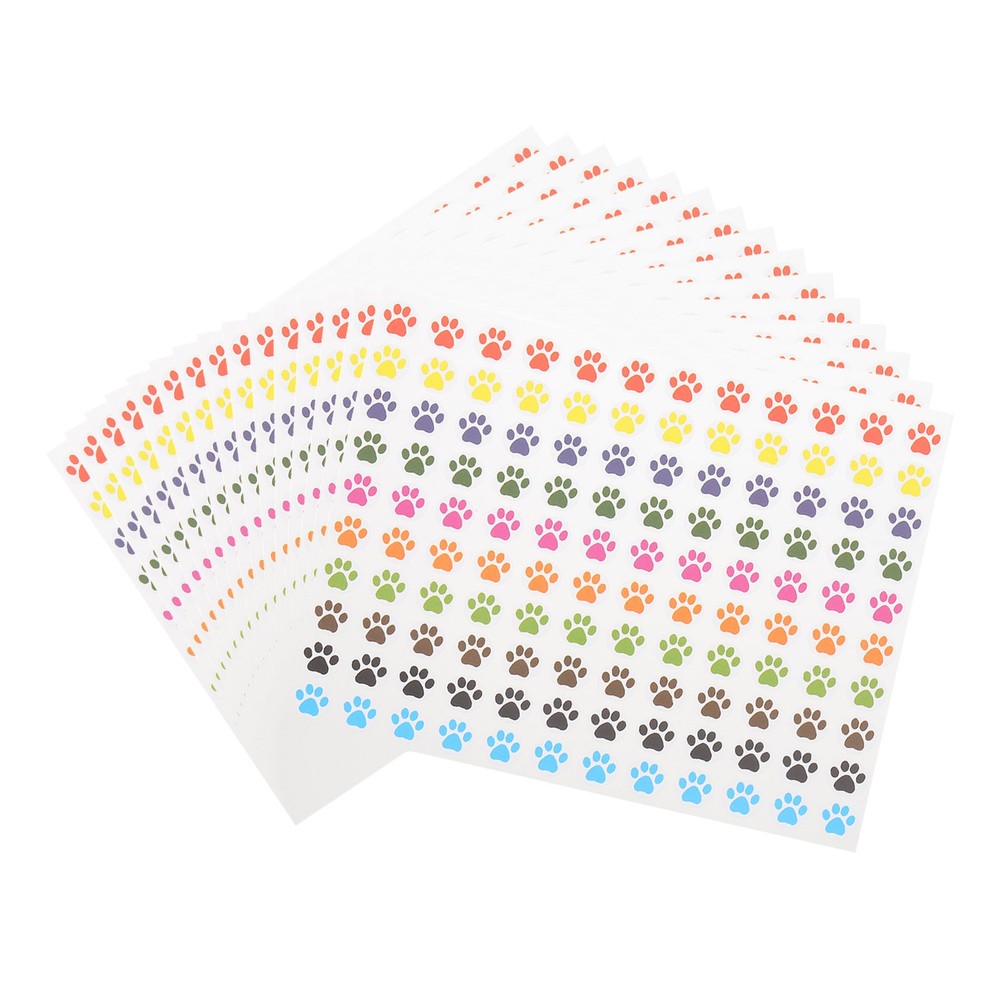 15Sheet Paw Print Stickers 0.35″ Multicolor 1800Pcs Self-Adhesive Dog Paw Label