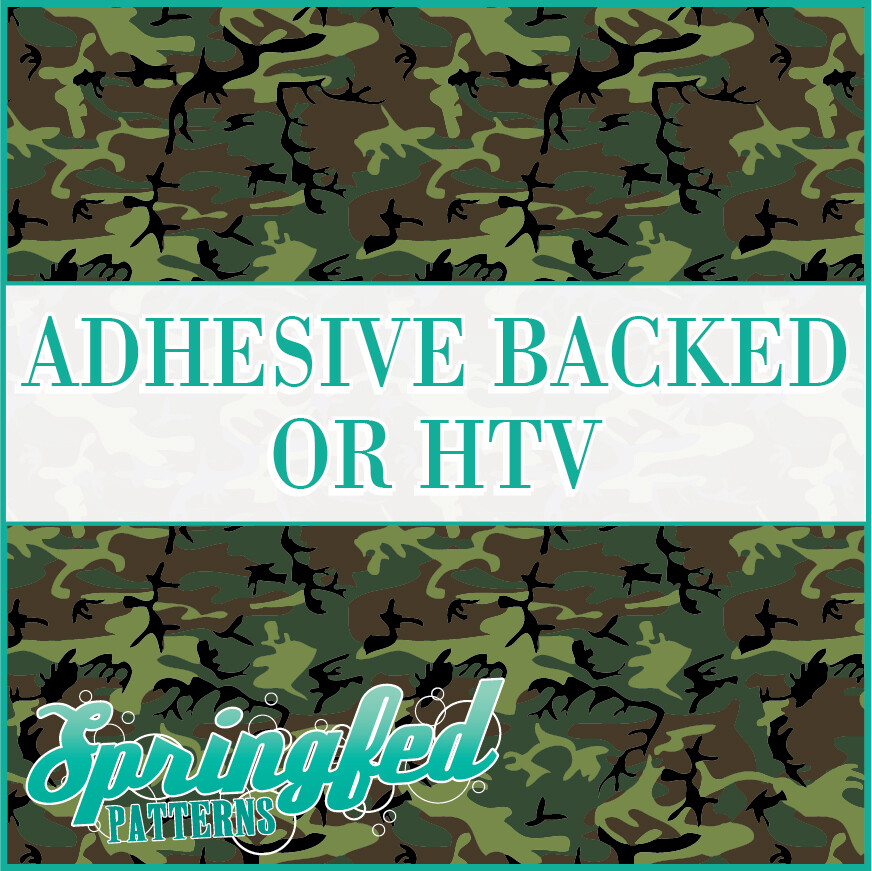 Classic CAMOUFLAGE in Green Adhesive Vinyl or HTV Heat Transfer Vinyl Camo Print