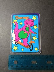 Vintage Barney Dinosaur Foil Mylar Vending Machine Sticker VTG 90s