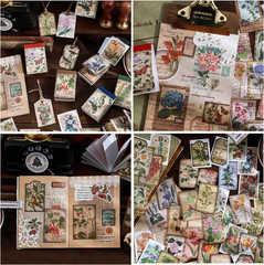 300 Pcs Scrapbook Washi Stickers,Vintage Flower Butterfly Botanical Sticker Book