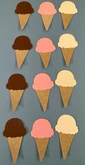 12 HANDMADE ICE CREAM CONE ACID FREE CARDSTOCK PAPER DIE CUT EMBELLISHMENT