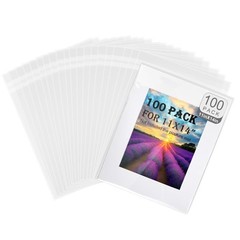 100 Pack Acid-Free Crystal Clear Sleeves Storage Bags for 11×14 Art Prints/Fr…