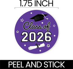 Class of 2026 Graduation Round Stickers – 1.75″ Envelope Seals, 40 Count