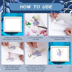 Blue Flower Rub on Transfers for Crafts – 6 Sheets 12 x 8 inches,
