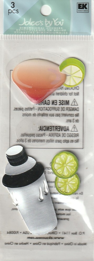 RARE! Jolee’s by You 3-D Stickers COSMO Party Drink Theme 83030 Fast FREE ship!