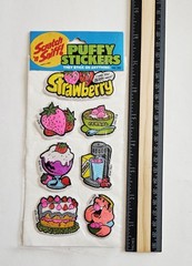 Vtg 80s Scratch N Sniff Puffy Stickers LOT Gordy Strawberry Banana Grape Orange