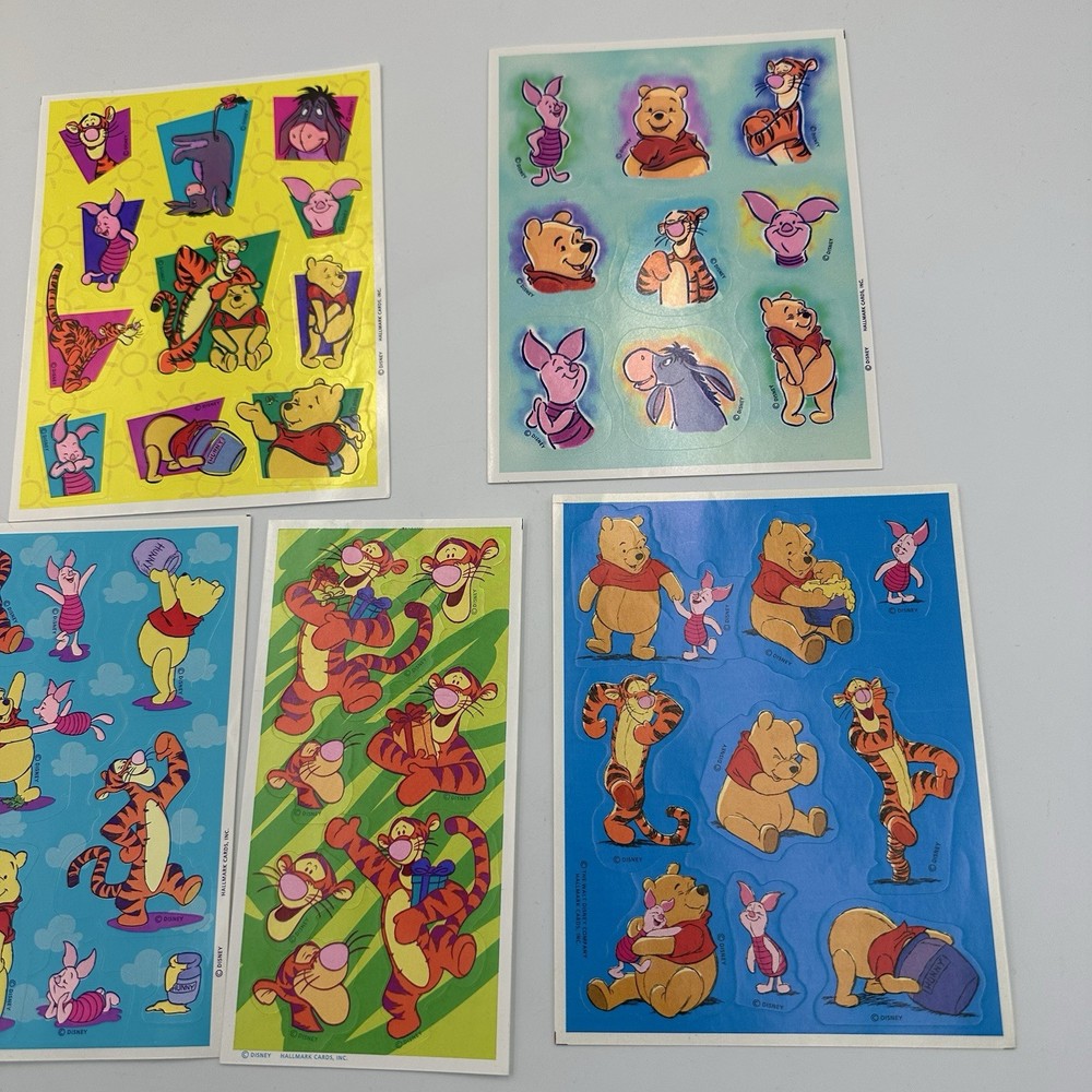 Hallmark Vintage Winnie The Pooh 5 Sticker Sheets – Disney – 1990s Tigger, Pooh