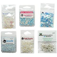Buttons Galore Assorted WINTER Theme Buttons And Embellishments 6 pc