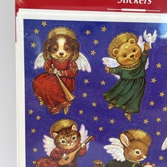 Vintage Set of 9 Sheets Hallmark Adorable Animal Angels Minstrels Stickers NIP