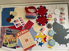 Patriotic July 4 red, white, blue crafting lot Junk Journals, assemblage ++