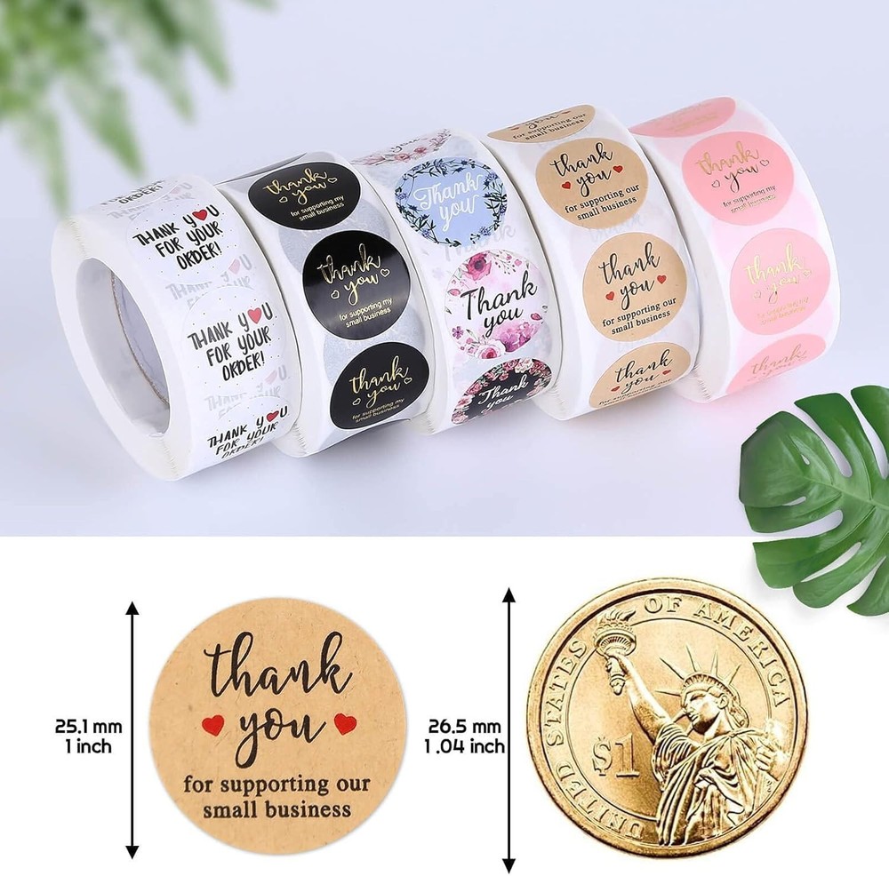 100 Pcs Thank You For Your Order Stickers Gold Black Round 1 Inch Free Shipping