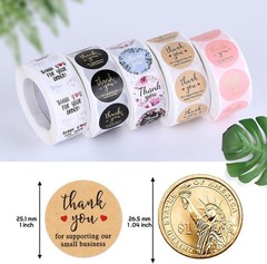 100 Pcs Thank You For Your Order Stickers Gold Black Round 1 Inch Free Shipping
