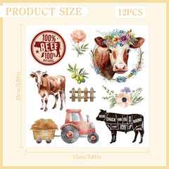 Rub on Transfers for Crafts Furniture Stickers: 12 Pcs Farmland Animal Rub on Tr