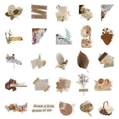 50pcs RETRO COTTAGECORE Vintage Stickers,Aesthetic Victotia Flowers Peacock,201