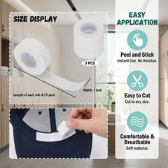 3 Rolls Sweat Pads Collar Protectors Self-Adhesive Absorbent Disposable Tape …