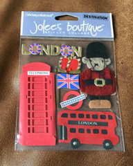 JOLEE’S 3D Embellishment Destination Stickers LONDON UK DOUBLE DECKER BUS FLAG