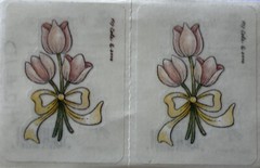 TINY PINK TULIPS Watercolor Sticker(2pc) Provo•Country•Flower •Garden•Yellow Bow