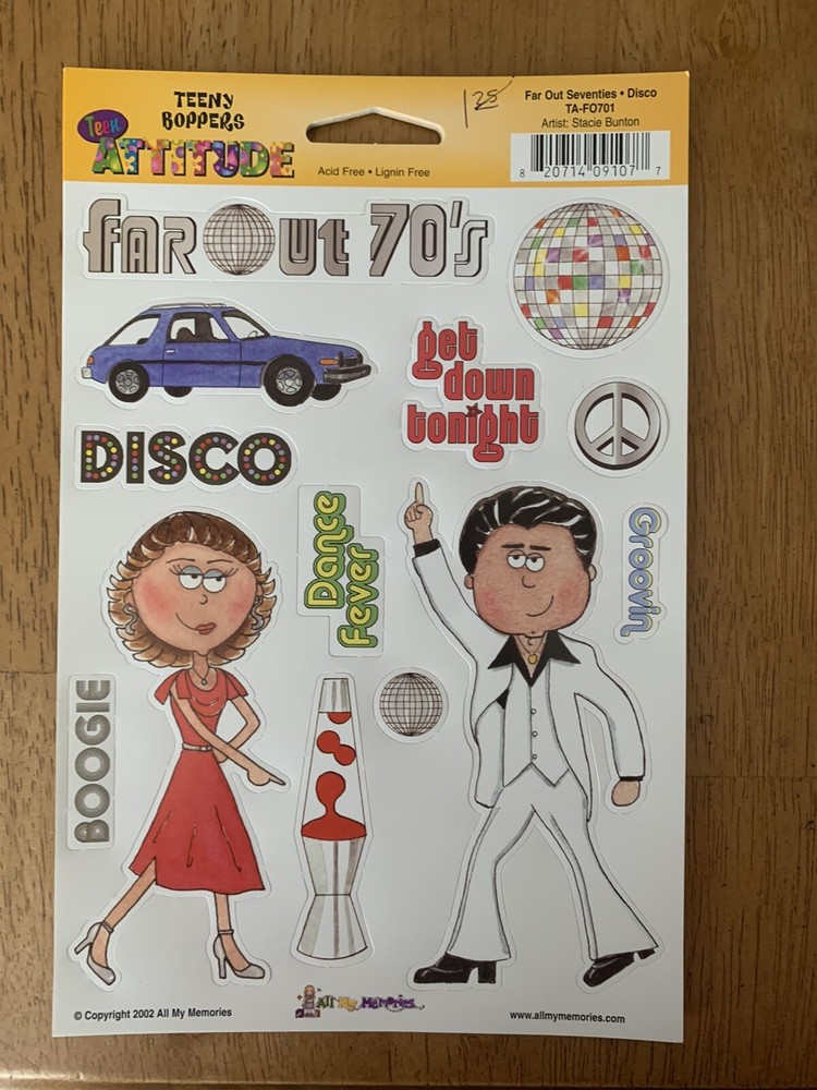 All My Memories Teen Attitude FAR OUT 70s DISCO Scrapbooking Die Cut Sheet CUTE