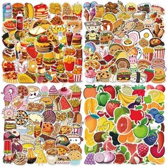 200Pcs Waterproof Food Stickers for Kids & Adults, Cute Decals for Water Bottles