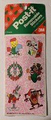 VTG 1991 Warner 3M Looney Tunes Post It Removable Stickers Christmas