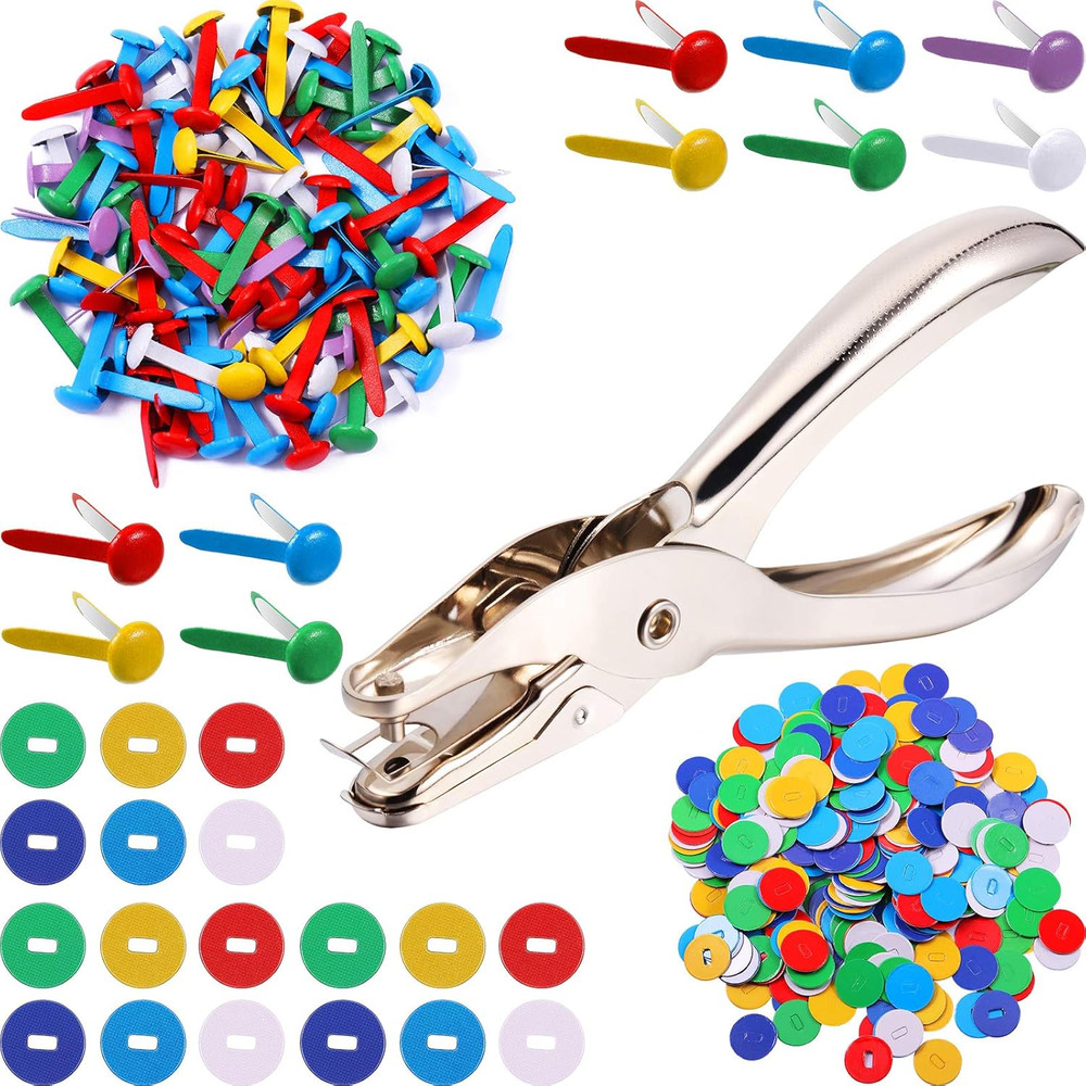 Mudder 100 Pieces Brass Paper Fasteners Paper Brads, and 300 Pieces Washers with