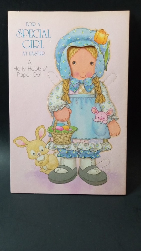 1979 HOLLY HOBBIE Paper Doll Easter Card Unpunched Vintage