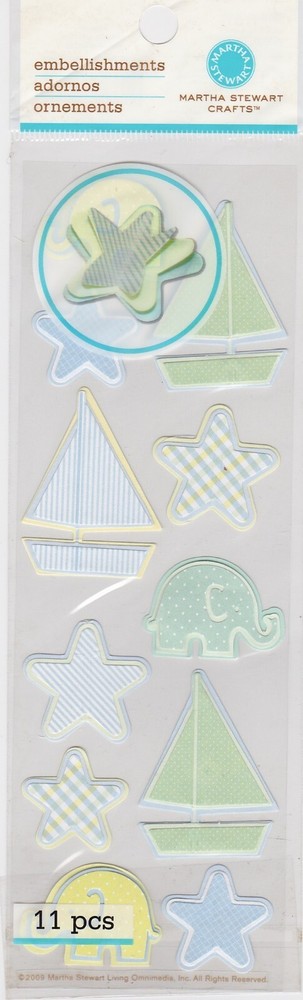 Martha Stewart Crafts SAILBOAT AND STAR Pop Up Scrapbook Stickers Embellishments