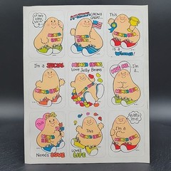 1 Sheet Vintage Stickers Human Beans Characters I’m A Human Bean M.I. 1980s