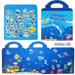 3 Set Reusable Sticker Books for Kids Ocean Zoo Animals Dinosaur Age 3-5
