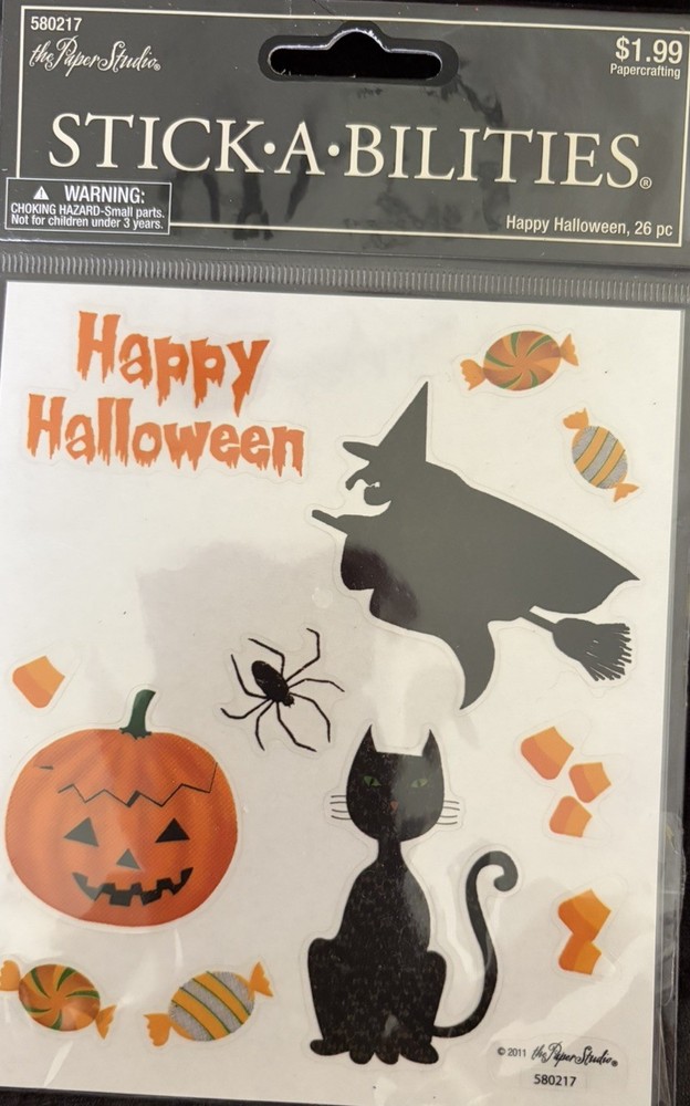 Halloween Stickers Scrapbooking Card Making Witches, Black Cats 26 Pcs.